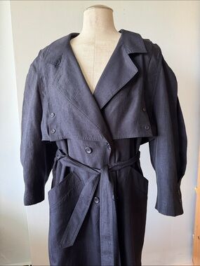 Vintage Black Trench Coat with Belt